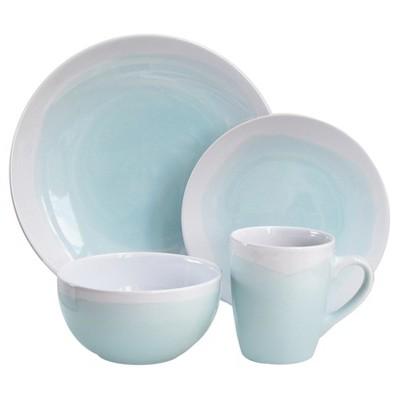 American Atelier® Stoneware 16pc Dinnerware Set Two-Tone White and Mint