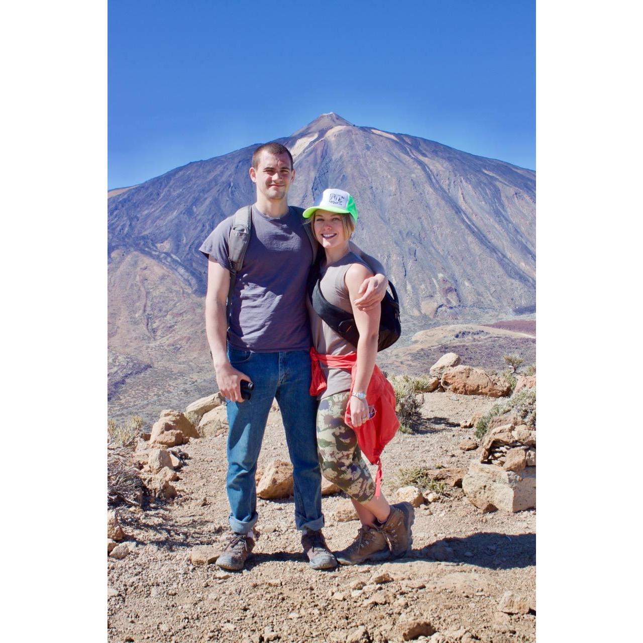 Don't let Dane's face fool you, he was psyched about looking out at the highest mountain in Spain - Mt. Tiede, an inactive volcano that inspired Europe's #1 visited National Park!