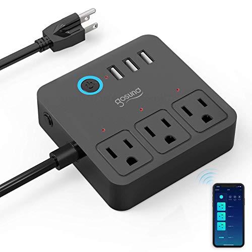 Gosund Smart Power Strip Work with Alexa Google Home, Smart Plug WiFi Outlets Surge Protector with 3 USB 3 Charging Port for Cruise Ship Travel Multi Plug Extender,10A