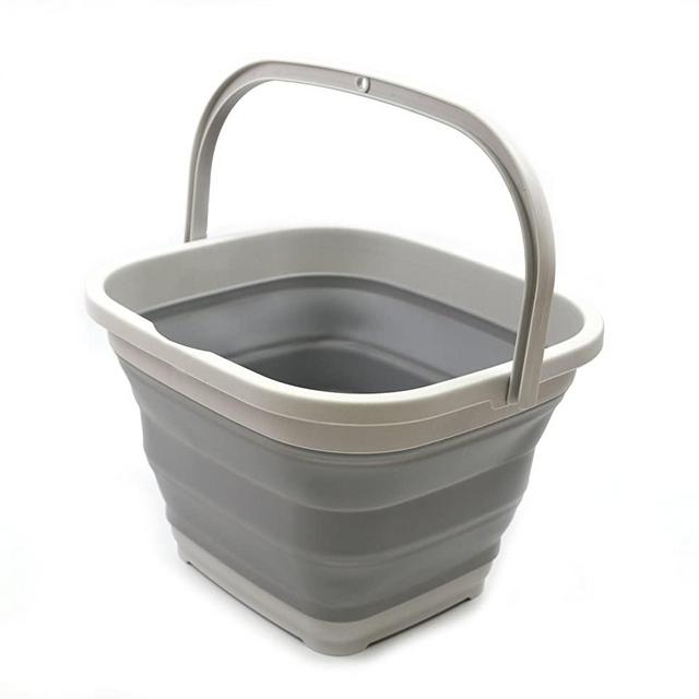 SAMMART 10L (2.6 gallon) Collapsible Rectangular Handy Basket/Bucket (1, Grey)