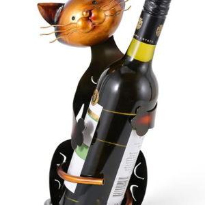 Tooarts Cat Shaped Wine Holder Wine Rack shelf Metal Sculpture Practical Home decoration Crafts