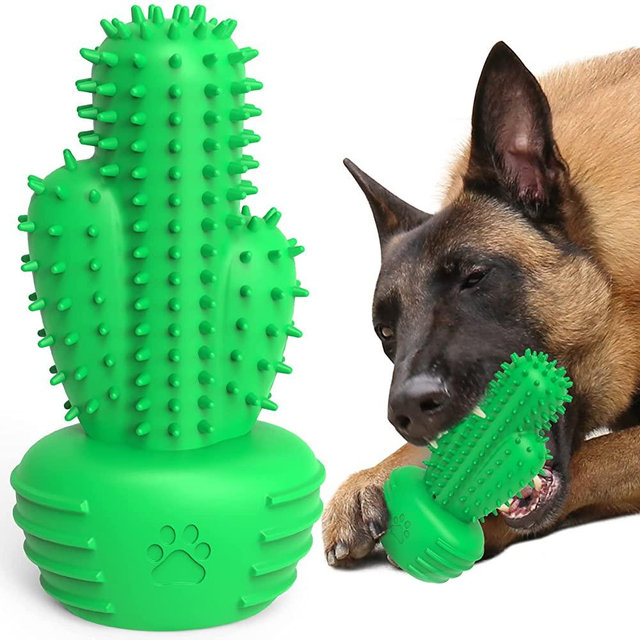 Pamlulu Dog Toys, Dog Chew Toys for Aggressive Chewers Dog Christmas Birthday Gifts Dog Toothbrush Stick Teeth Cleaning Brush Dental for Medium Large Dog, Rubber Dog Squeaky Toys Tough Toys