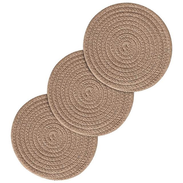 Avalon Pot Holders Trivets for Hot Dishes Hot Pads for Kitchen Trivets for Hot Pots and Pans - Cotton Hot Pads Pot Holders Stylish Large Coasters & Hot Mats (Brown Set of 3-7 Inch Diameter)