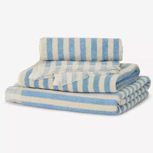 Piglet in Bed Pembroke Stripe Cotton Towel Collection Hand Towel - Blue