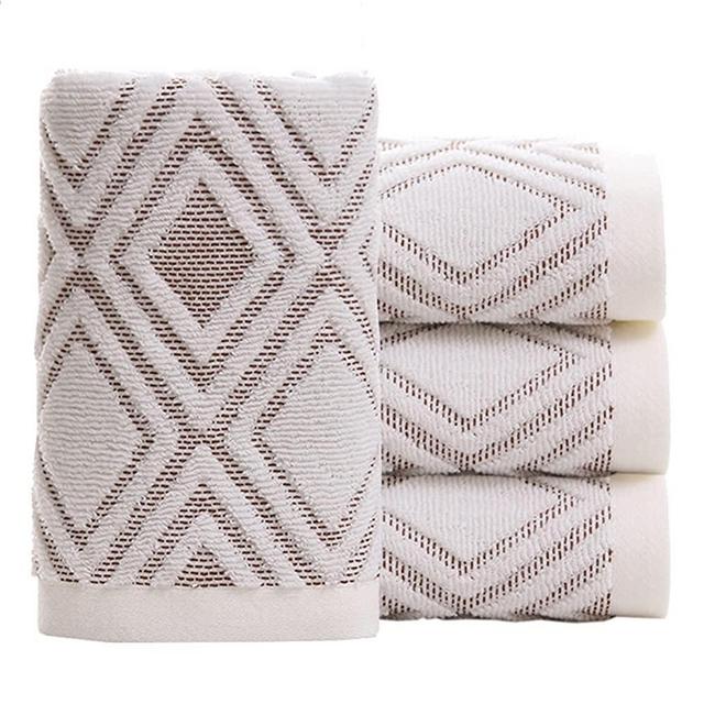 Beige Pidada Hand Towels Set of 2 100% Cotton Diamond Pattern Highly Absorbent Soft Towel for Bathroom 13.4 x 29.5 Inch 