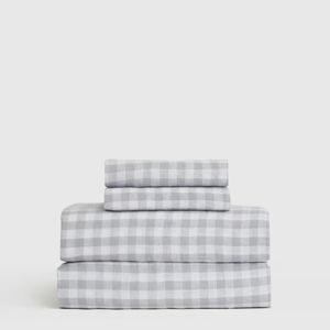 European Linen Sheet Set in Blue Fog Gingham, King | Quince