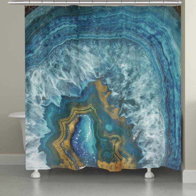 Laural Home® Blue-Gold Mineral Shower Curtain