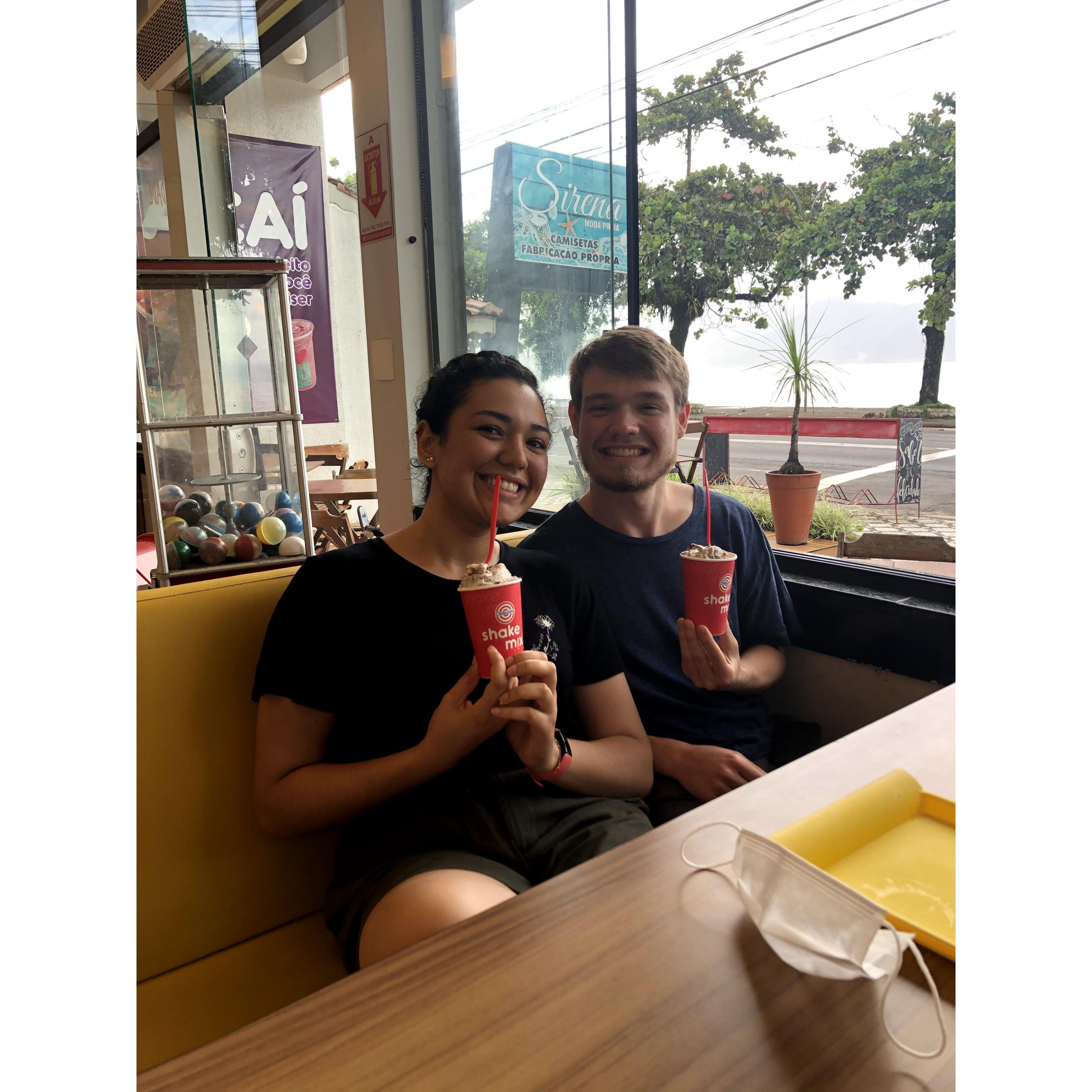 Daniel trying my absolute favorite ice cream, Chiquinho!
