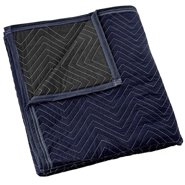 Sure-Max Moving & Packing Blanket - Pro Economy - 80" x 72" (35 lb/dz weight) - Professional Quilted Shipping Furniture Pad Navy Blue and Black - 1 Blanket