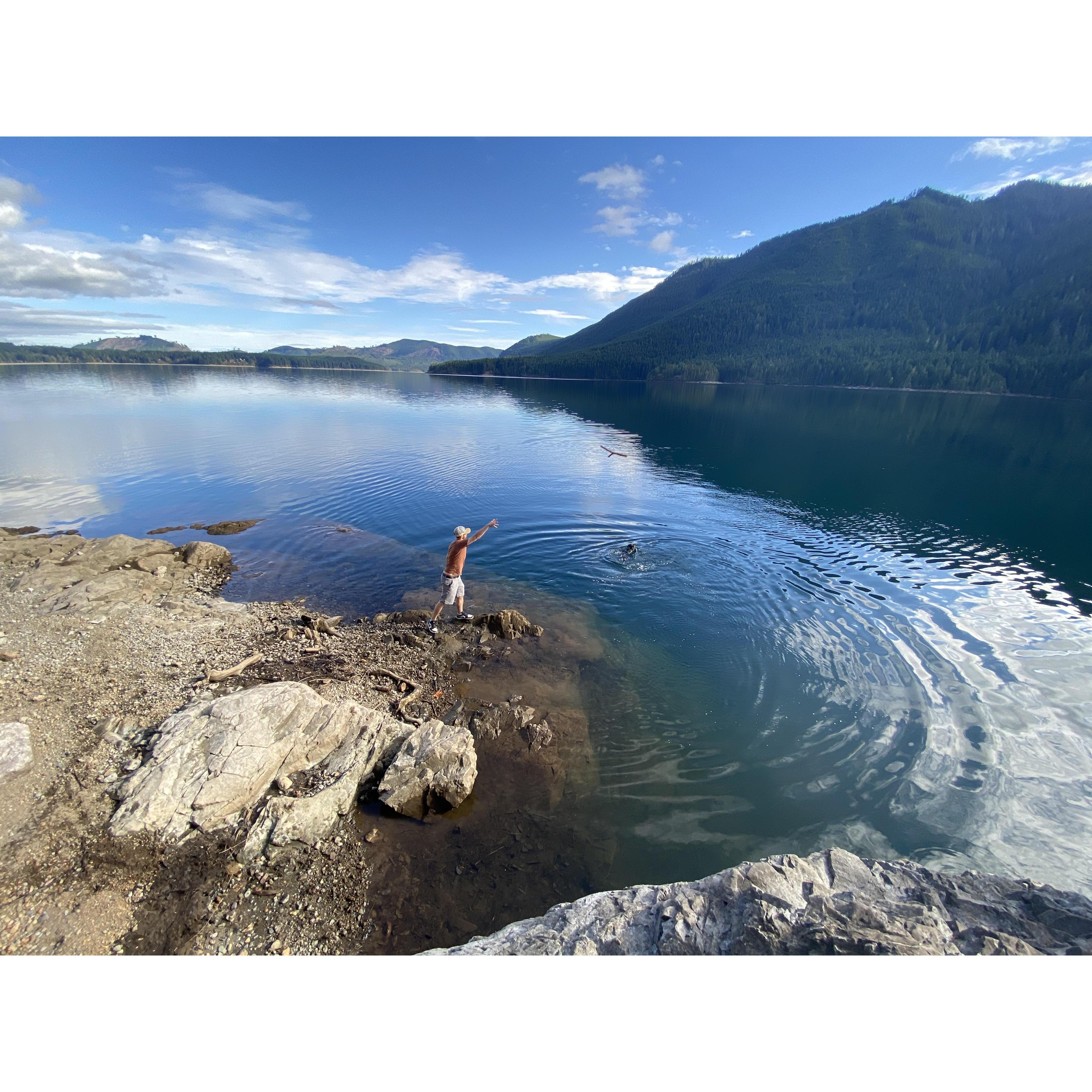 Our first trip up to Washington together. A perfect day at the reservoir.