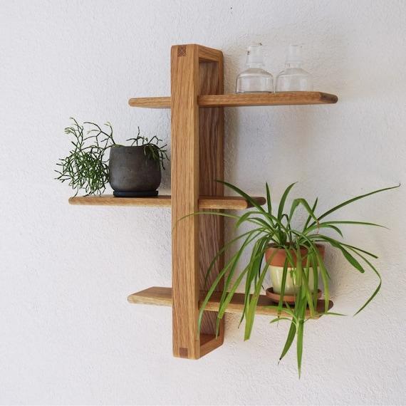 Oak Shift Shelf - The Original - Modern Wall Shelf, Solid White Oak for Plants, Books, Photos. Handmade, Wood, Adjustable, Mid-century