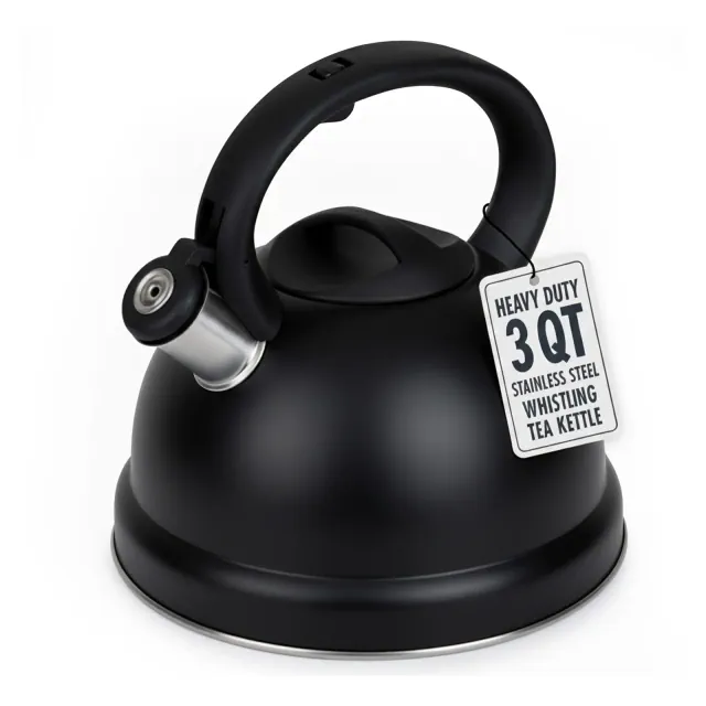 Luminuxe Whistling Tea Kettle, 3qt Stainless Steel Stove Top Kettle with Cool-Touch Handle, Durable, Fast Boil Tea Pot for Gas or Electric Stove