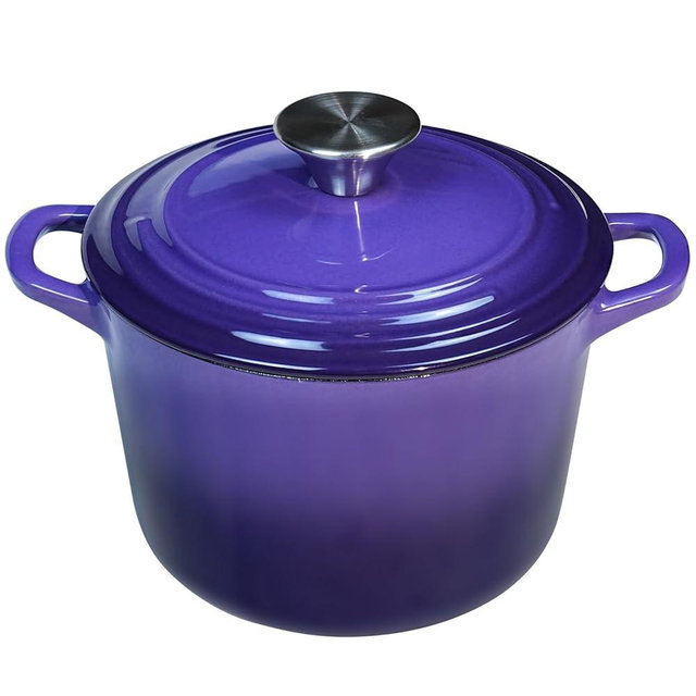 Flavehc Dutch Oven Pot with Lid 2.8 qt Cast Iron Dutch Oven for Bread Baking Purple Enameled Cast Iron Rice Pot with Handels