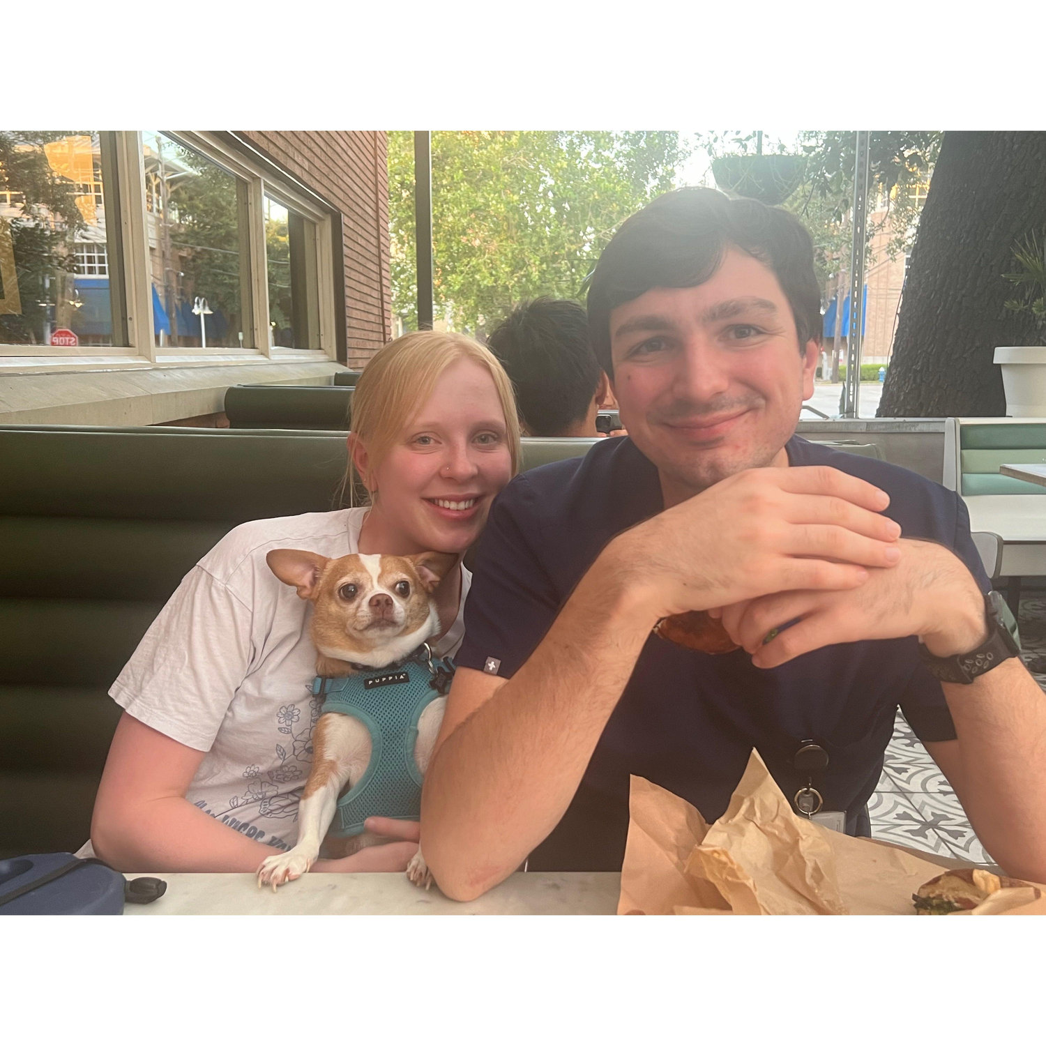 Us with our dog/son Kirby at Local Foods :)