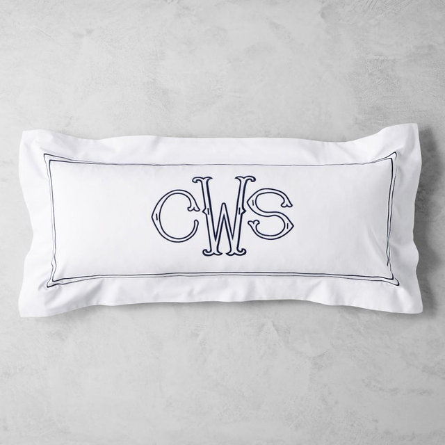WSH Hotel Bedding With Monogram, Lumbar Sham, Navy