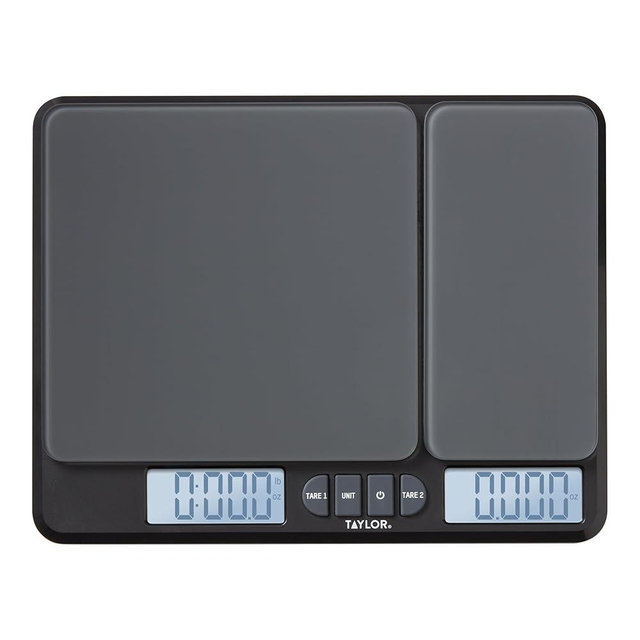 Taylor Dual Platform Food Kitchen Scale, Digital Grams and Ounces for Weight Loss, Baking, Cooking, Meal Prep, Spices, and Coffee, Backlit Display, Glass Platforms, 15lb, and 16oz Capacity, Black