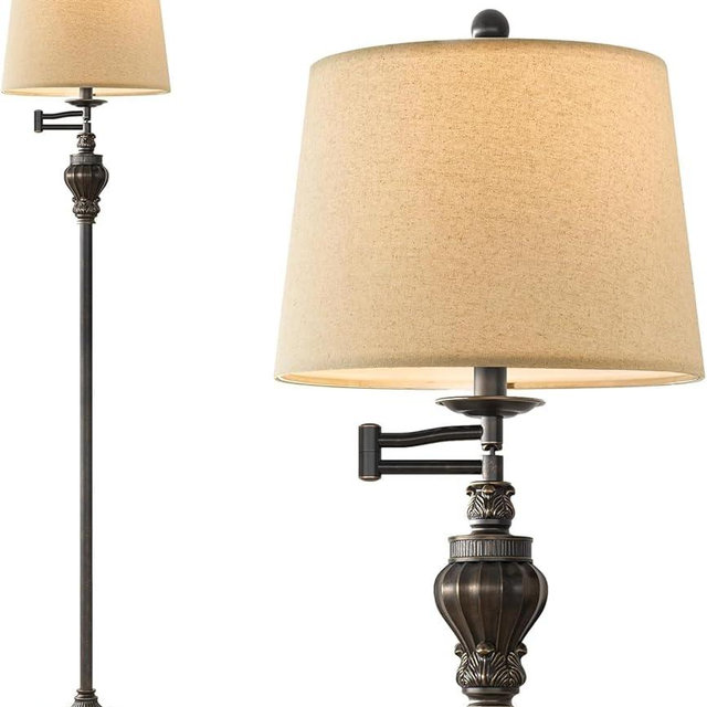 G-SAFAVA 61" Vintage Floor Lamp with 350° Adjustable Swing Arm, Standing Lamp for Bedroom Living Room Bedside Nightstand Retro Farmhouse Mid Century Lamp Light Home Décor Office Gifts