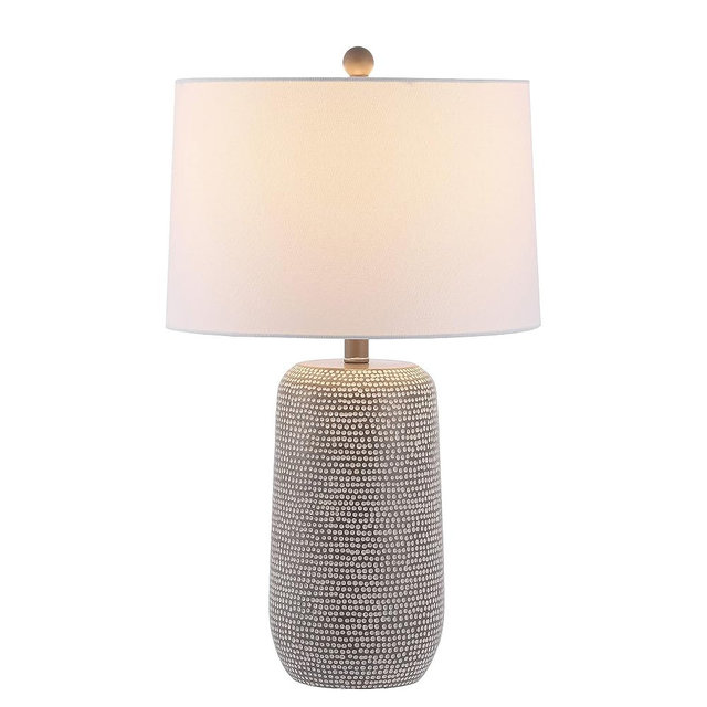 SAFAVIEH Lighting Collection Celvin Modern Grey 26-inch Bedroom Living Room Home Office Desk Nightstand Table Lamp (LED Bulb Included)