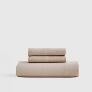 European Linen Fitted Sheet Set - King, Toffee