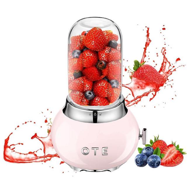 OTE Smoothie Blender, Retro Kitchen Small Glass Blender for Shakes and Smoothie with 400ml Glass Container To Go