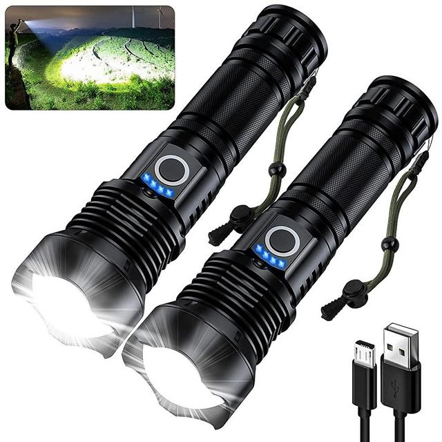 MILAOSHU Rechargeable Flashlights 100000 High Lumens, Waterproof LED Flashlight for Emergencies, High Powered Flashlight with 5 Modes(2 Pack)