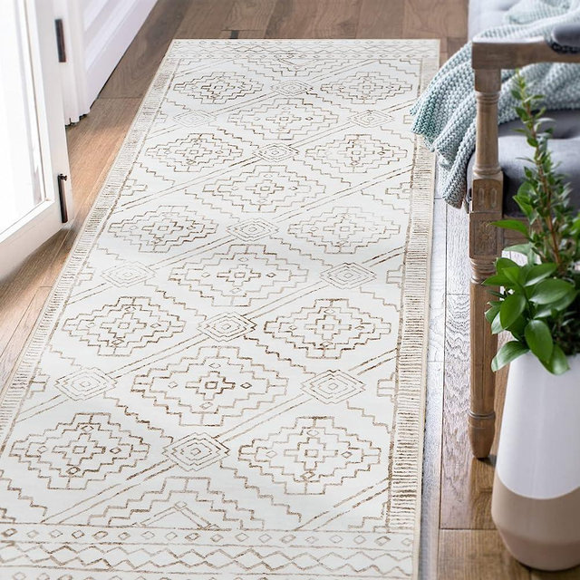 jinchan Runner Rug 2x6 Area Rug Hallway Moroccan Rug Taupe Thin Rug Modern Geometric Accent Rug Contemporary Soft Rug Indoor Non Slip Gray Carpet Kitchen Living Room Bedroom Dining Room