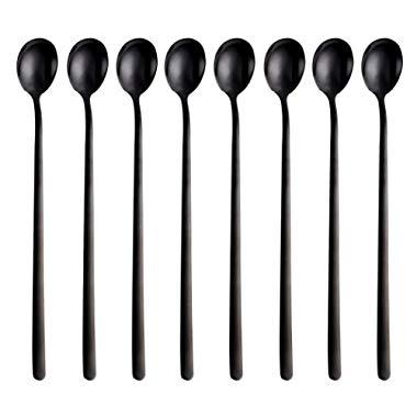 Long Handle Ice Cream Tea Spoon 8 Piece 18/10 Stainless Steel Mixing Ice Cream Cocktail Cocktail Stirring Spoons Set Dishwasher Safe 9 Inch