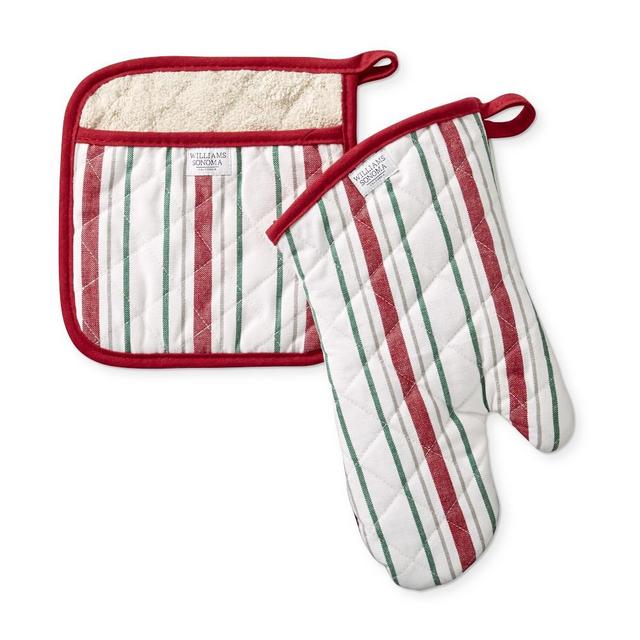 Holiday Stripe Oven Mitt & Potholder Set