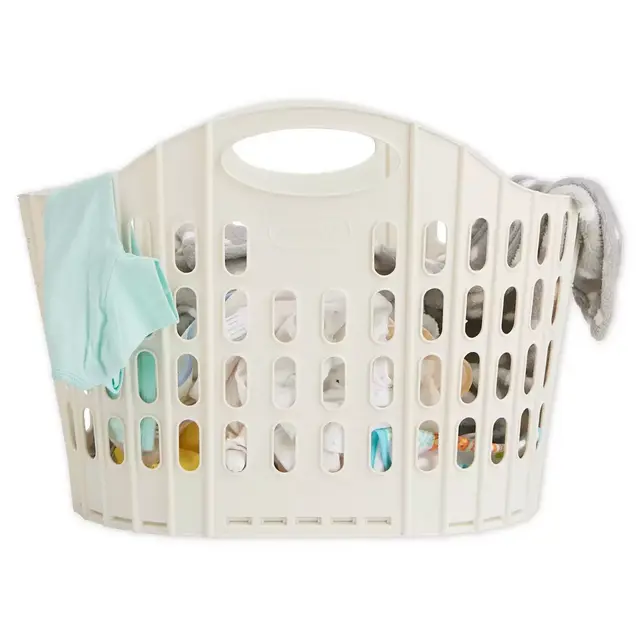 Mind Reader 38-Liter Collapsible Laundry Basket in Ivory White