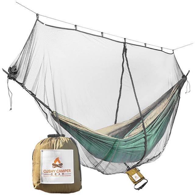 Cushy Camper Hammock Bug Net/Hammock Mosquito Net 11'x4.75' Dual Side Opening - Single/Double Hammocks: Camping Gear: Ultralight Bug Proof Netting - Insect/Fly Screen Shelter Hammocking Accessories