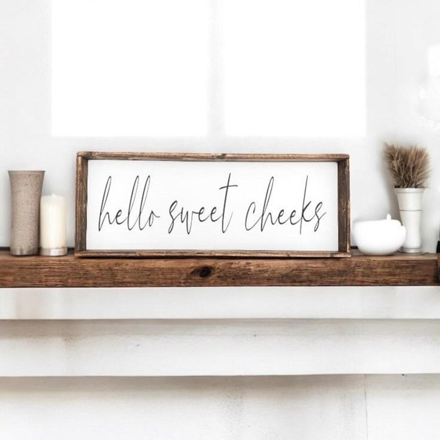 Funny Bathroom Sign: Hello Sweet Cheeks, Farmhouse Wood Decor
