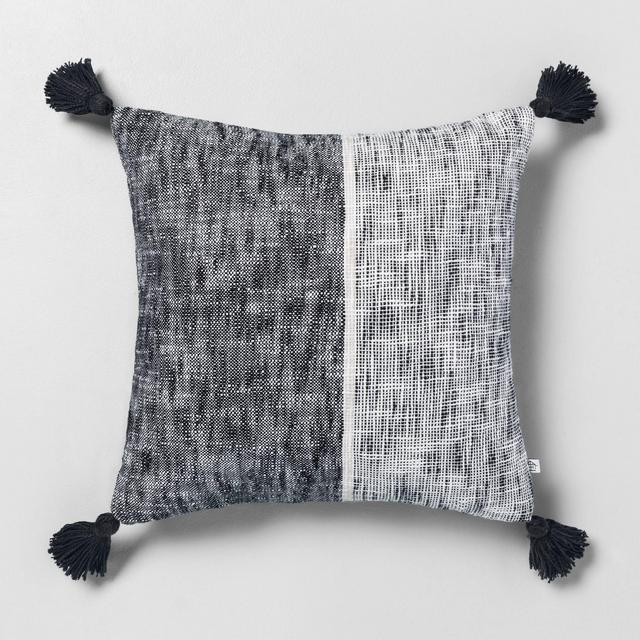 18" x 18" Block Stripes Decor Pillow Railroad Gray - Hearth & Hand™ with Magnolia