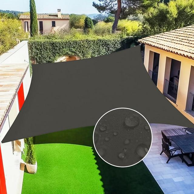 Artpuch Waterproof Sun Shade Sail 12' x 16' Rectangular Dark Grey Shade Canopy 90% UV Resistant for Outdoor Patio Garden Backyard Customizable