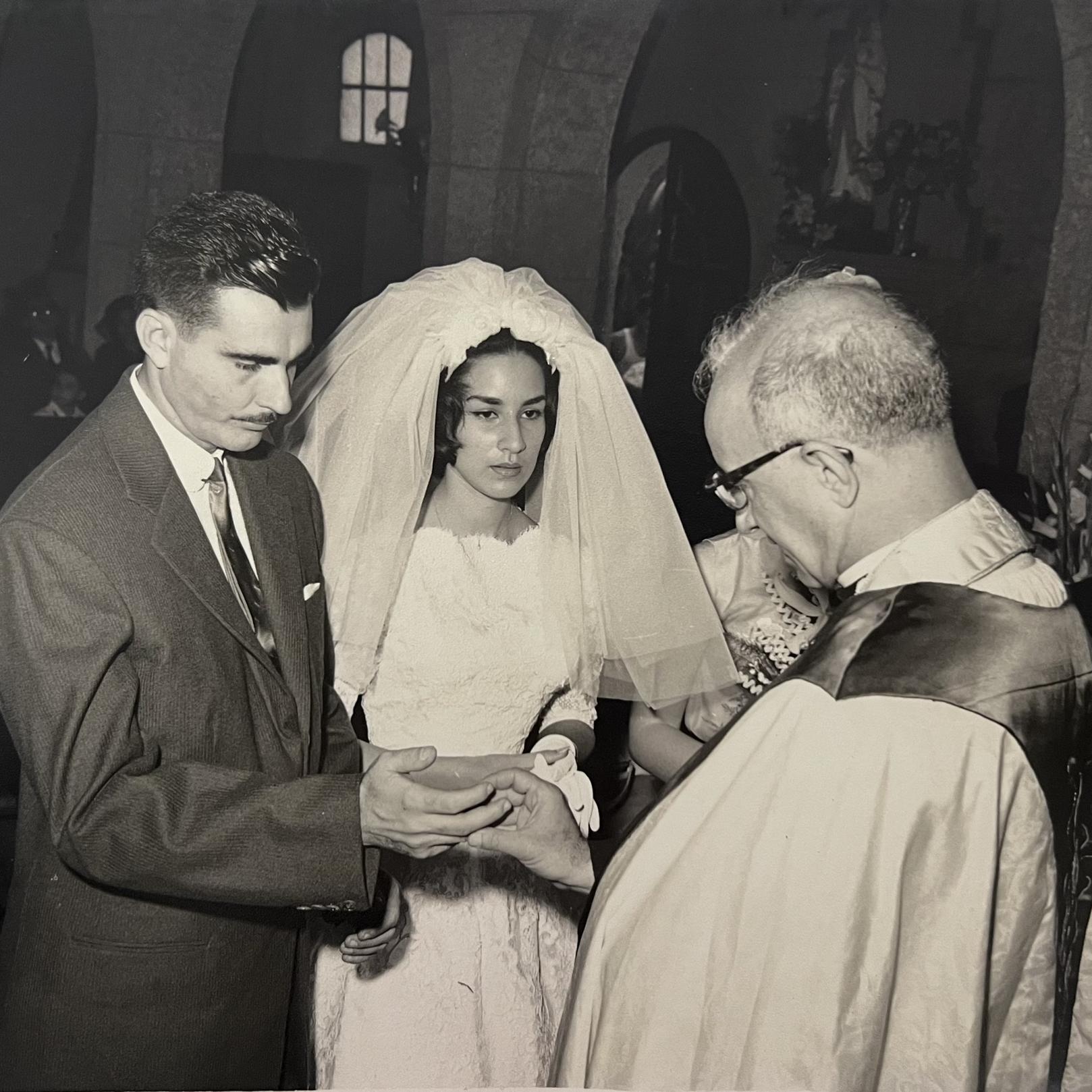 Bride's maternal grandparents taking their vows