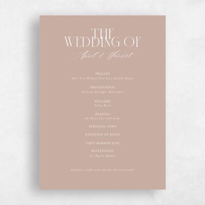 Latte, Brown Wedding Program - Aion