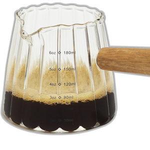TIWPAJS Espresso Cups 6OZ, Espresso Accessories, Expresso Shots Cup, Espresso Shot Glass with V-Shaped Mouth, Ribbed Milk Frothing Pitcher, Glass Measuring Cup