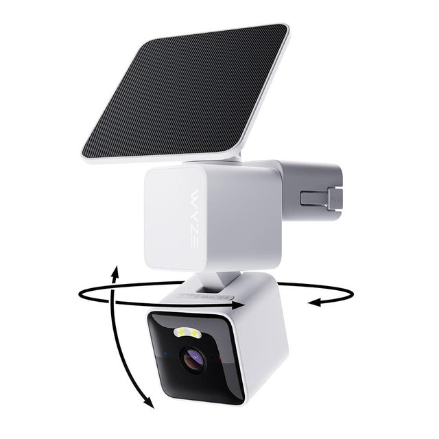 WYZE Solar Cam Pan, Security Cameras Wireless Outdoor, 2K HD 360° Pan-Tilt Battery Powered 2.4GHz Wi-Fi Cameras for Home Security, AI Motion Detection, Color Night Vision, 2-Way Audio, No Blind Spots