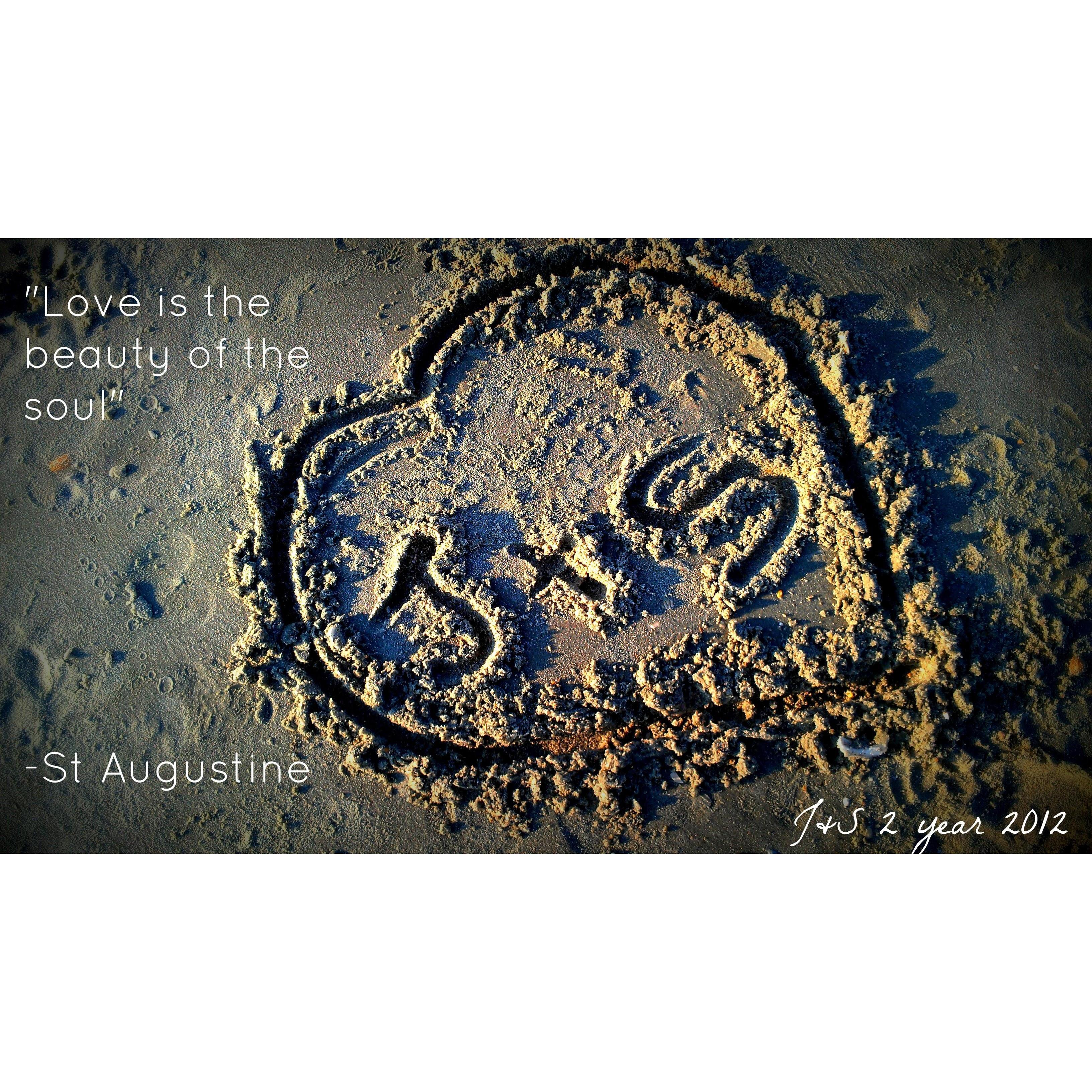 A picture taken in Myrtle Beach 6 years before the proposal not too far away used as a photo collage for our 2 year anniversary.