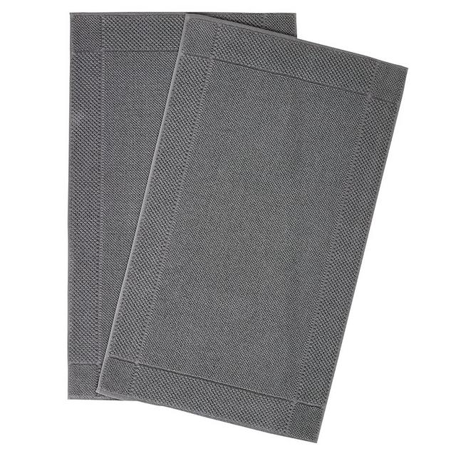 Homerican Washable Bath Mat Towel Set | 2-Piece Banded Turkish Cotton Bath Mats for Bathroom | Machine-Washable, Quick-Dry, Absorbent & Fluffy Floor Towels for Bathroom - 20x34, 900 GSM - Grey