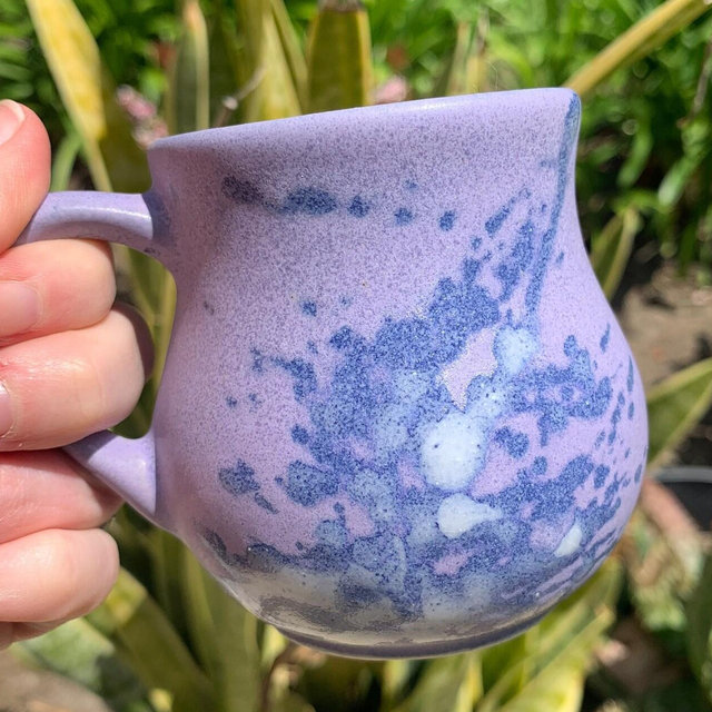 Handmade Double Espresso Mug or Cortado Cup Lavender Glaze with Splash Pattern