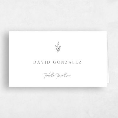 Dark Charcoal, Grey Wedding Place Card - Sivas