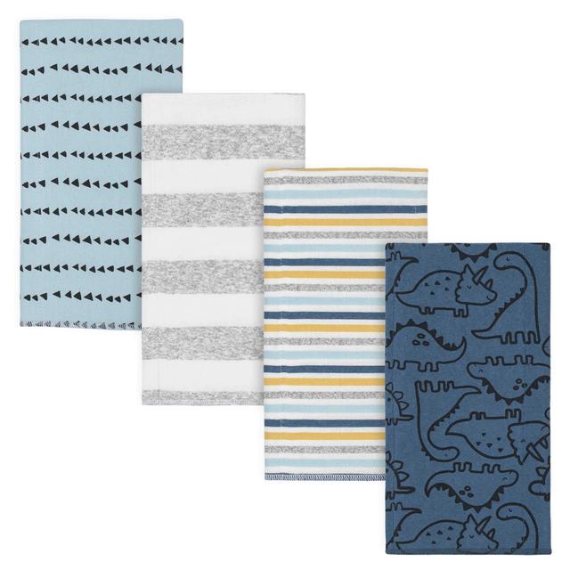 Gerber® 4-Pack Baby Boys Dinosaur Flannel Burpcloths