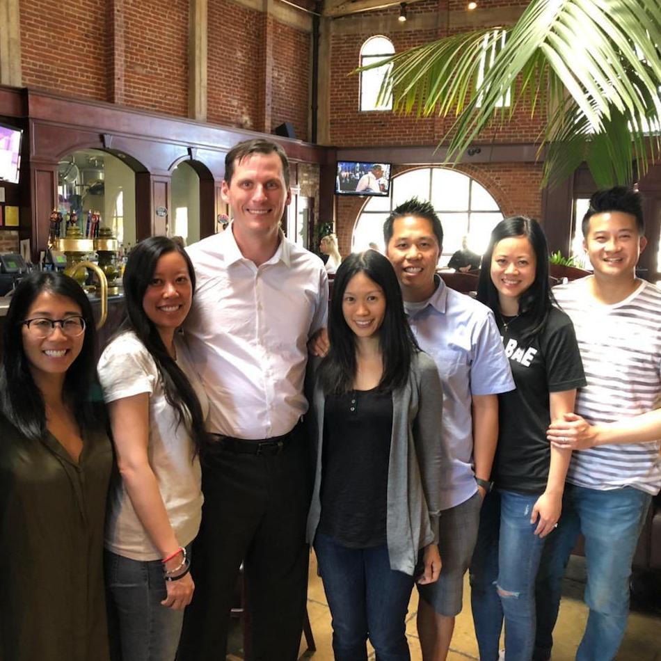 With our friends during the surprise engagement celebration!