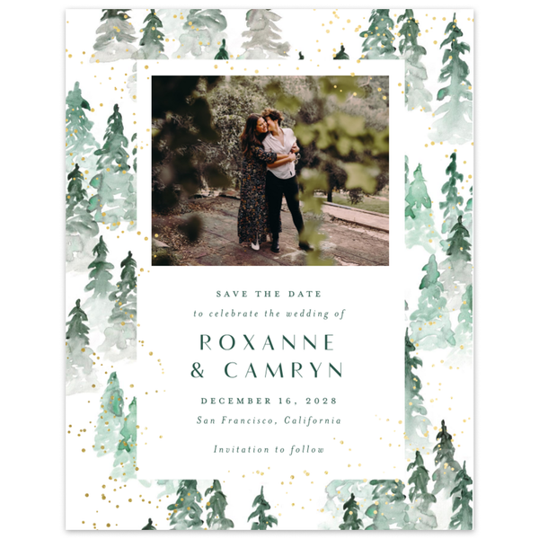 Spruce Portrait Foil | White | Zola Save The Dates