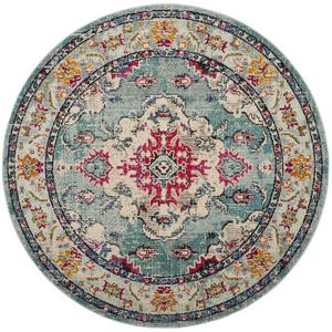 Newburyport Light Blue/Fuchsia Area Rug - Round