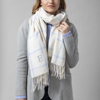 Personalized Ice Blue Windowpane Blanket Scarf