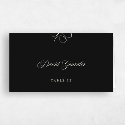 Black Typography Wedding Place Card - Marquis