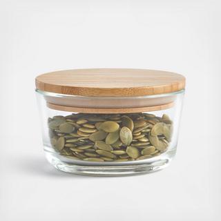 Round Glass Storage Container with Bamboo Lid