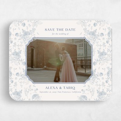 Blue Rounded Wedding Save the Date - Kerenza Photo