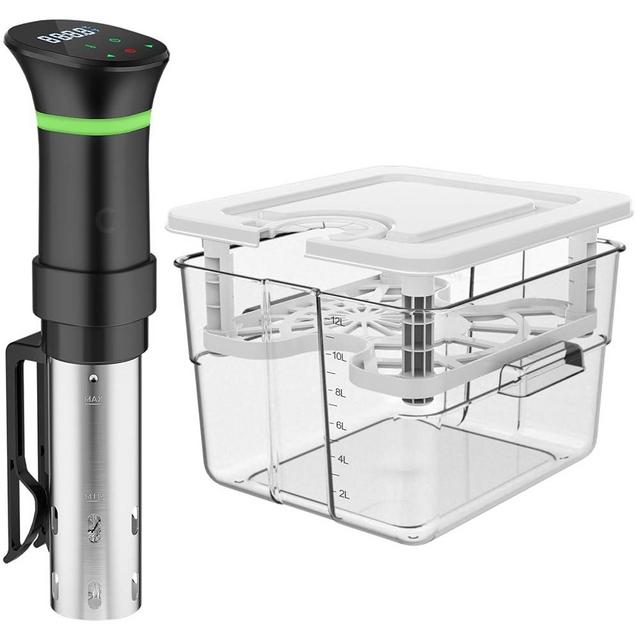 Sous Vide Machine Kit, Sous Vide Cooker Kit, 1000W Sous Vide Cooker and 12.60QT Sous Vide Container with Lid and Rack, with Temperature and Time Digital Display Control